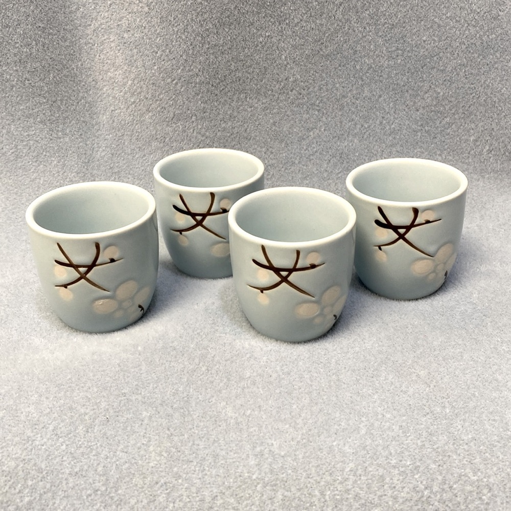 JAPANESE Panbado Sakura 4 PIECE blue CHERRY BLOSSOM'S SAKE SET